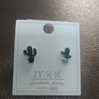 PENDIENTES PLATA DE LEY CACTUS VERDE.