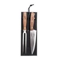 Set Tenedor   Cuchillo Parrillero Funda Cuero Negro