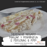 Torta Merengue Nogado , manjar y frambuesas 10 pp. Despacho incluido en Vitacura, Las Condes y Lo Barnechea