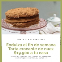 Torta Crocante de nuez 10 P. Despacho incluido en Vitacura, Las Condes y Lo Barnechea