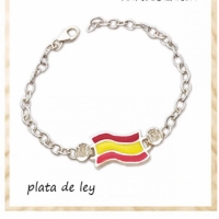 Pulsera bandera españa esmaltada  y plata de ley 