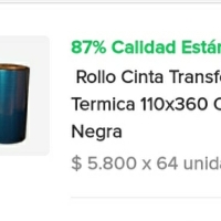 ROLLO DE CINTA TT RIBBON NEGRA 110X360 MTS