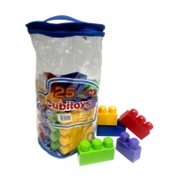 BLOQUES DIDACTICOS 25 UNIDADES EN BOLSA PVC 4 COLORES BASICOS AR-PLAS