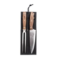 Set Tenedor Cuchillo Parrillero Funda Cuero Negro