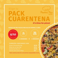 Pack cuarentena - un pack de masas 1 kg mozzarella 1 kg salsa tomate= 6 pizzas de 16 cm o 3 pizzas de 30 cm y personaliza tus pizzas. A solo 40 soles más delivery
