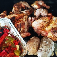 Pollo asado al carbón ¡¡oferta 3 productos!! pollo, verduras y patata asadas